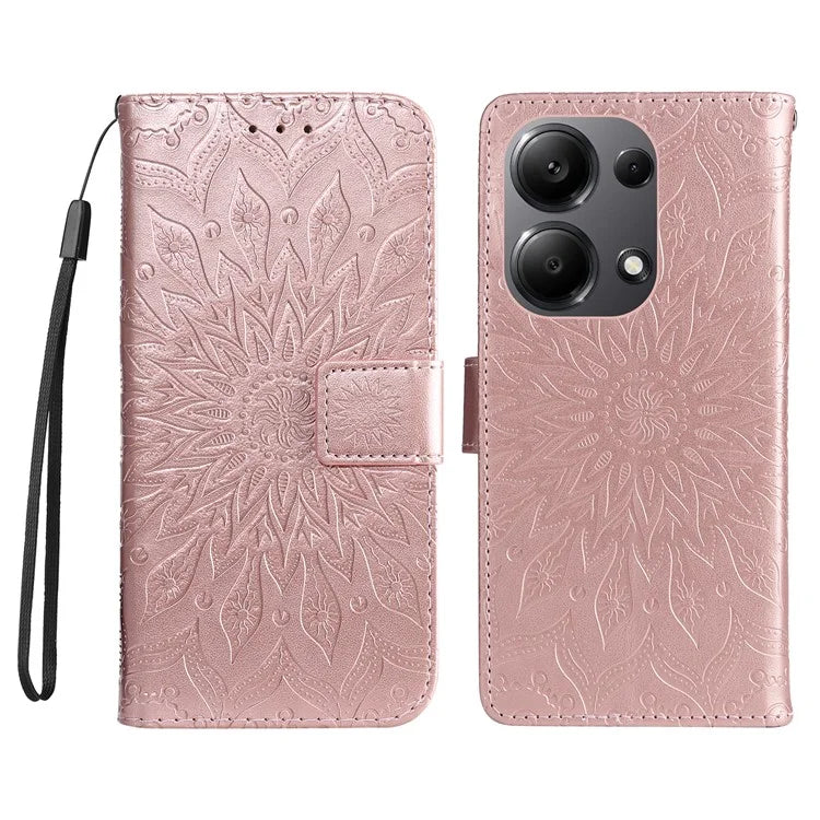KT Imprinting Flower Series-1 For Xiaomi Redmi Note 13 Pro 4G / Poco M6 Pro 4G Case Sunflower Stand Cover