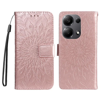 KT Imprinting Flower Series-1 For Xiaomi Redmi Note 13 Pro 4G / Poco M6 Pro 4G Case Sunflower Stand Cover