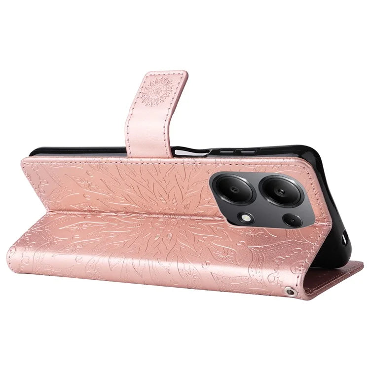KT Imprinting Flower Series-1 For Xiaomi Redmi Note 13 Pro 4G / Poco M6 Pro 4G Case Sunflower Stand Cover