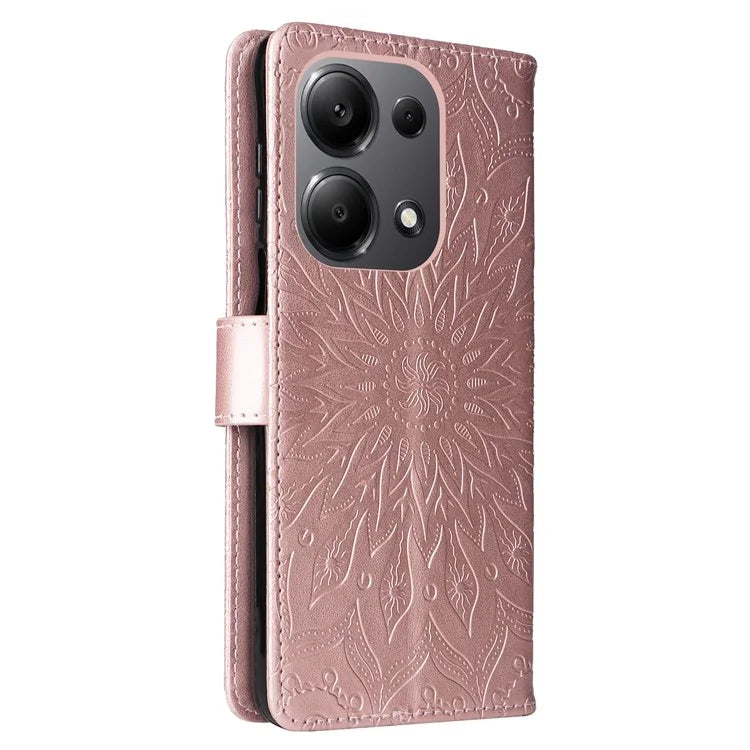 KT Imprinting Flower Series-1 For Xiaomi Redmi Note 13 Pro 4G / Poco M6 Pro 4G Case Sunflower Stand Cover