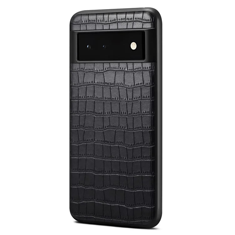 For Google Pixel 6a Phone Case PU Leather+PC+TPU Cover with Crocodile Texture
