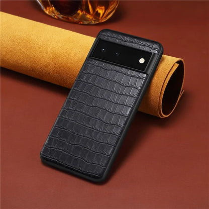 For Google Pixel 6a Phone Case PU Leather+PC+TPU Cover with Crocodile Texture