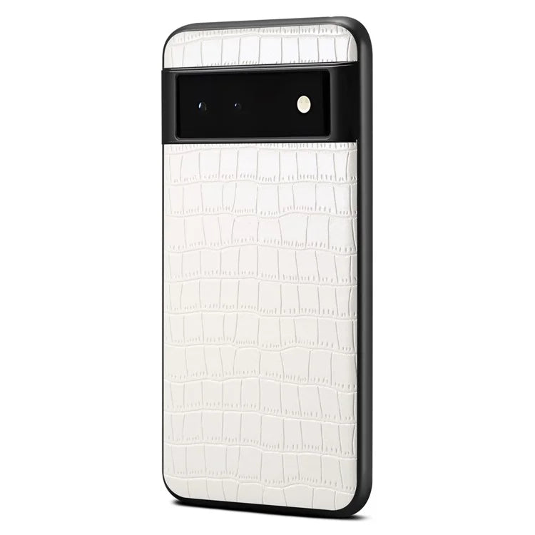 For Google Pixel 6a Phone Case PU Leather+PC+TPU Cover with Crocodile Texture