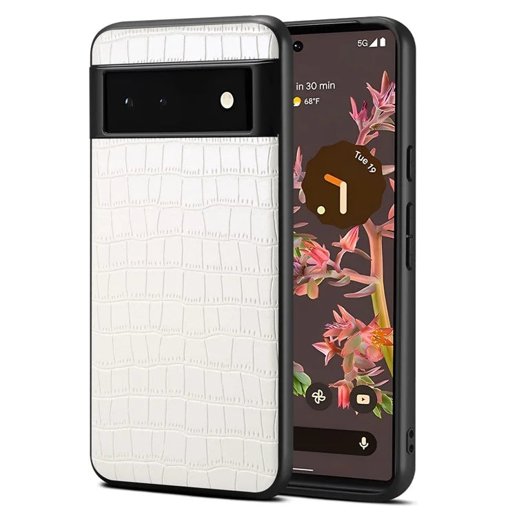 For Google Pixel 6a Phone Case PU Leather+PC+TPU Cover with Crocodile Texture
