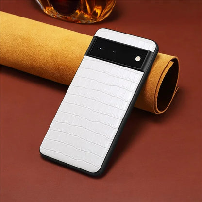 For Google Pixel 6a Phone Case PU Leather+PC+TPU Cover with Crocodile Texture