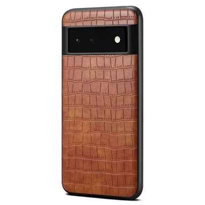 For Google Pixel 6a Phone Case PU Leather+PC+TPU Cover with Crocodile Texture