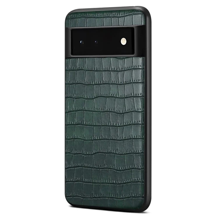 For Google Pixel 6a Phone Case PU Leather+PC+TPU Cover with Crocodile Texture