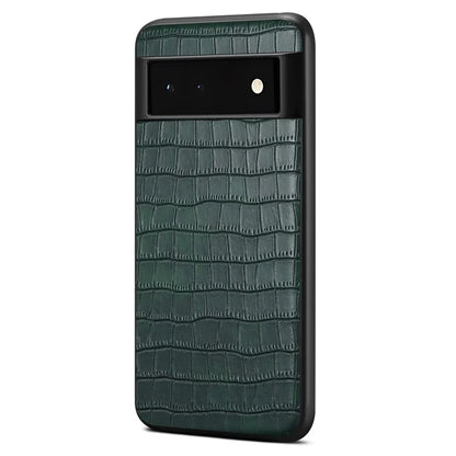 For Google Pixel 6a Phone Case PU Leather+PC+TPU Cover with Crocodile Texture
