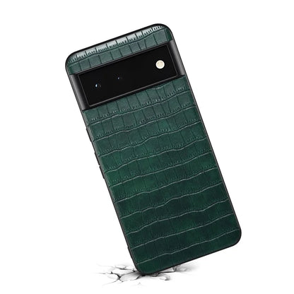 For Google Pixel 6a Phone Case PU Leather+PC+TPU Cover with Crocodile Texture
