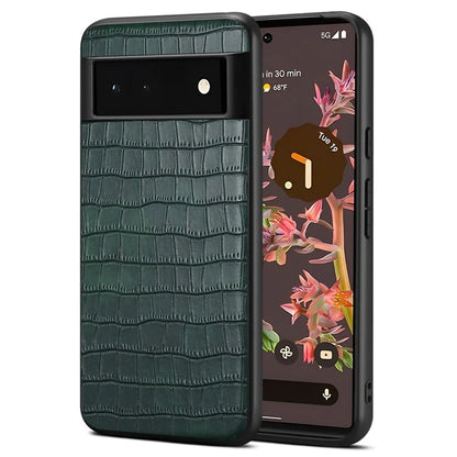 For Google Pixel 6a Phone Case PU Leather+PC+TPU Cover with Crocodile Texture