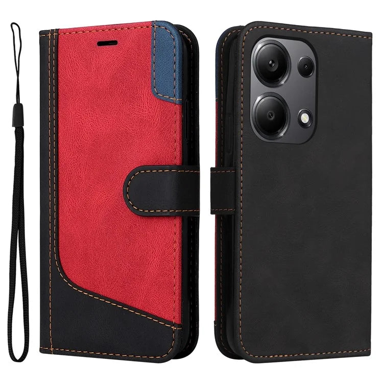 For Xiaomi Redmi Note 13 Pro 4G / Poco M6 Pro 4G Phone Case Three-color Splicing Stand Cover