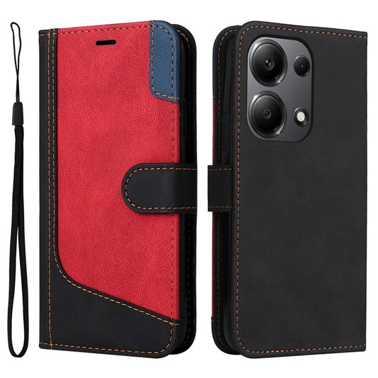 For Xiaomi Redmi Note 13 Pro 4G / Poco M6 Pro 4G Phone Case Three-color Splicing Stand Cover