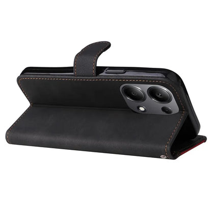 For Xiaomi Redmi Note 13 Pro 4G / Poco M6 Pro 4G Phone Case Three-color Splicing Stand Cover