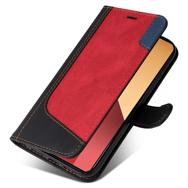 For Xiaomi Redmi Note 13 Pro 4G / Poco M6 Pro 4G Phone Case Three-color Splicing Stand Cover