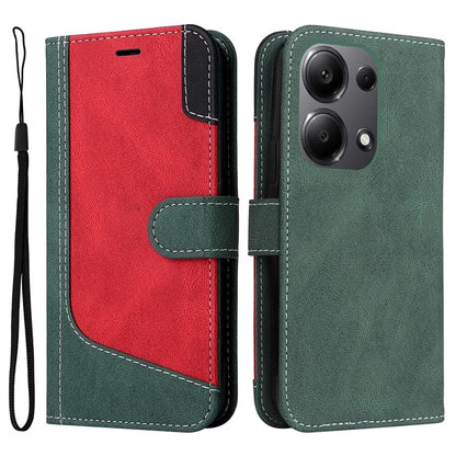 For Xiaomi Redmi Note 13 Pro 4G / Poco M6 Pro 4G Phone Case Three-color Splicing Stand Cover