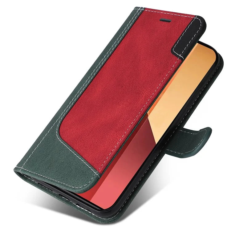 For Xiaomi Redmi Note 13 Pro 4G / Poco M6 Pro 4G Phone Case Three-color Splicing Stand Cover
