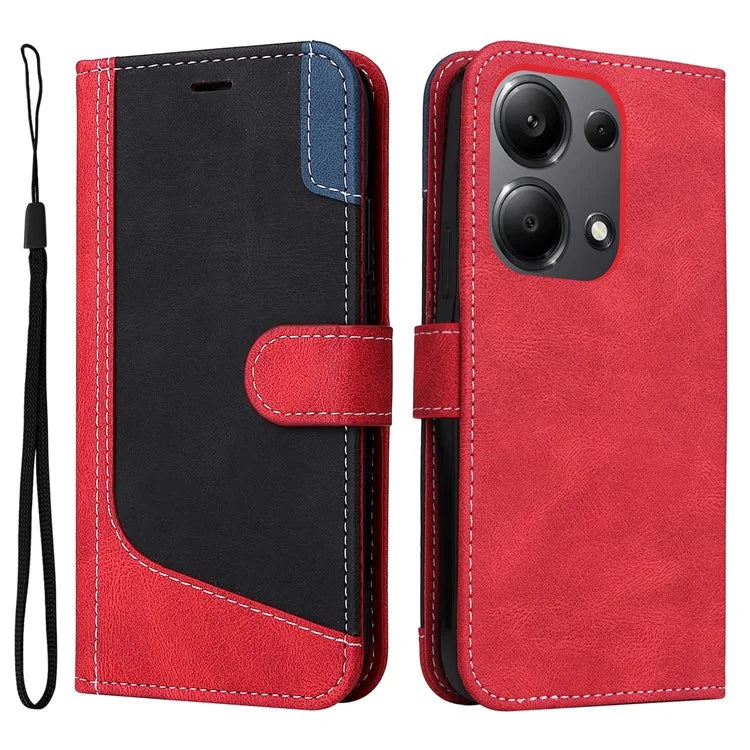 For Xiaomi Redmi Note 13 Pro 4G / Poco M6 Pro 4G Phone Case Three-color Splicing Stand Cover