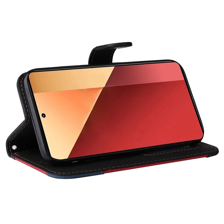 For Xiaomi Redmi Note 13 Pro 4G / Poco M6 Pro 4G Phone Case Three-color Splicing Stand Cover