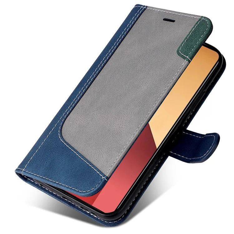 For Xiaomi Redmi Note 13 Pro 4G / Poco M6 Pro 4G Phone Case Three-color Splicing Stand Cover