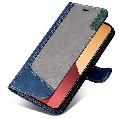 For Xiaomi Redmi Note 13 Pro 4G / Poco M6 Pro 4G Phone Case Three-color Splicing Stand Cover
