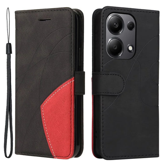 KT Leather Series-1 For Xiaomi Redmi Note 13 Pro 4G / Poco M6 Pro 4G Phone Case Color Splicing Imprinted Lines Shell