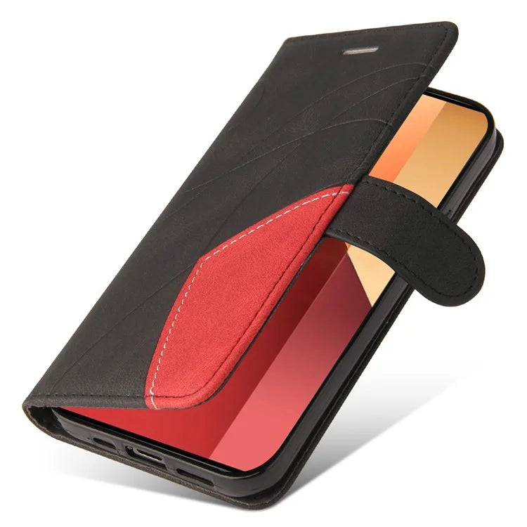KT Leather Series-1 For Xiaomi Redmi Note 13 Pro 4G / Poco M6 Pro 4G Phone Case Color Splicing Imprinted Lines Shell