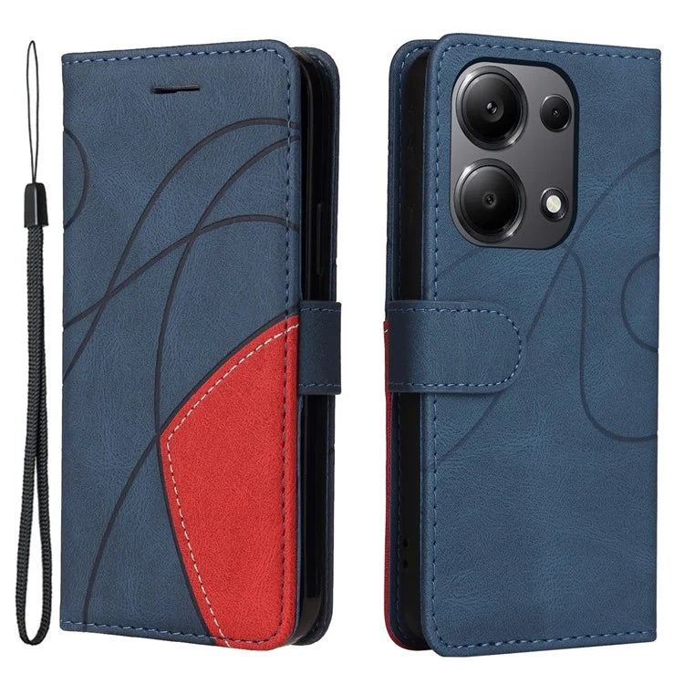KT Leather Series-1 For Xiaomi Redmi Note 13 Pro 4G / Poco M6 Pro 4G Phone Case Color Splicing Imprinted Lines Shell