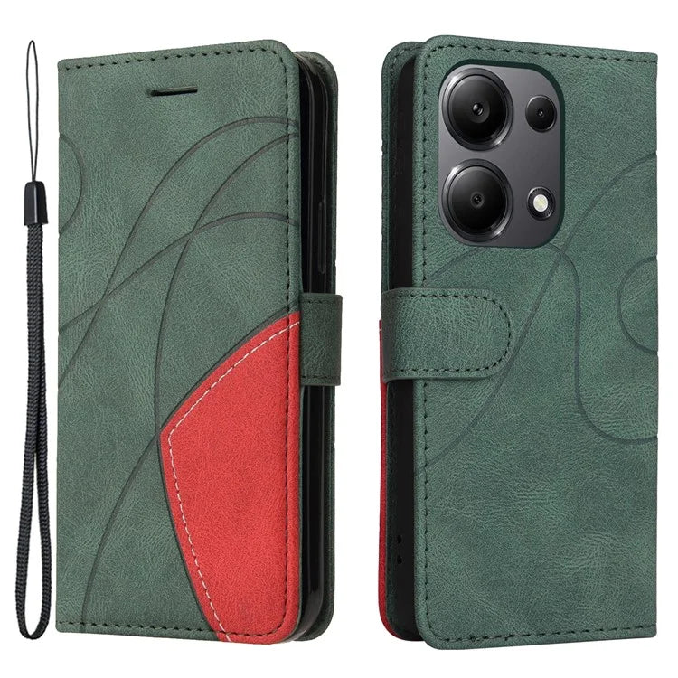 KT Leather Series-1 For Xiaomi Redmi Note 13 Pro 4G / Poco M6 Pro 4G Phone Case Color Splicing Imprinted Lines Shell