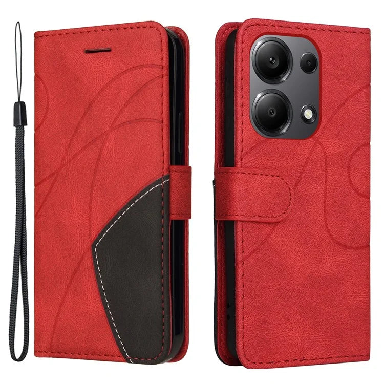 KT Leather Series-1 For Xiaomi Redmi Note 13 Pro 4G / Poco M6 Pro 4G Phone Case Color Splicing Imprinted Lines Shell
