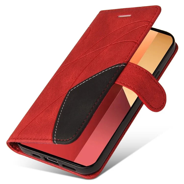 KT Leather Series-1 For Xiaomi Redmi Note 13 Pro 4G / Poco M6 Pro 4G Phone Case Color Splicing Imprinted Lines Shell