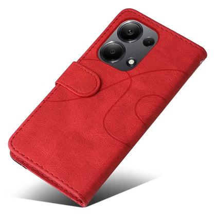 KT Leather Series-1 For Xiaomi Redmi Note 13 Pro 4G / Poco M6 Pro 4G Phone Case Color Splicing Imprinted Lines Shell