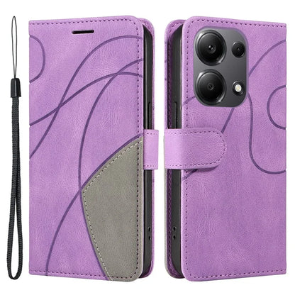 KT Leather Series-1 For Xiaomi Redmi Note 13 Pro 4G / Poco M6 Pro 4G Phone Case Color Splicing Imprinted Lines Shell