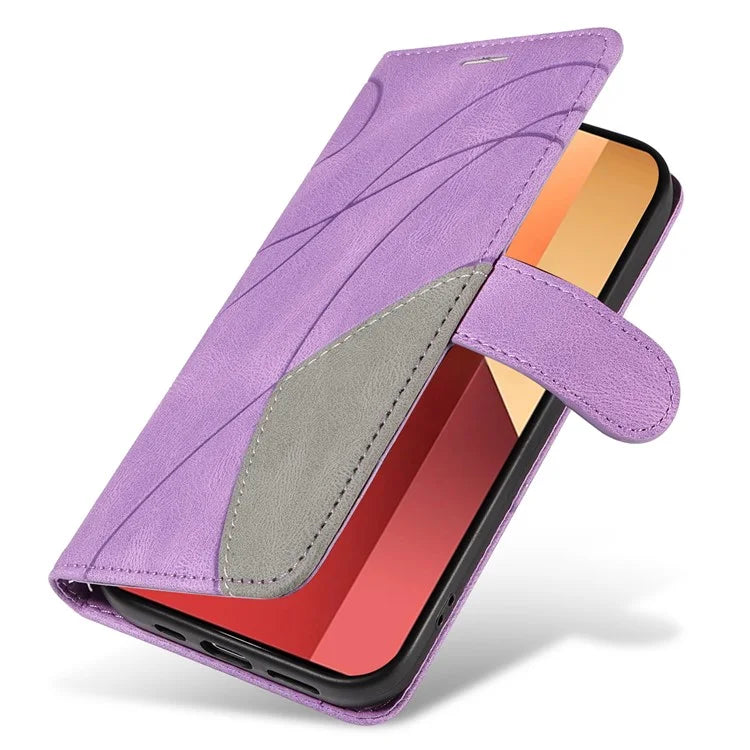 KT Leather Series-1 For Xiaomi Redmi Note 13 Pro 4G / Poco M6 Pro 4G Phone Case Color Splicing Imprinted Lines Shell
