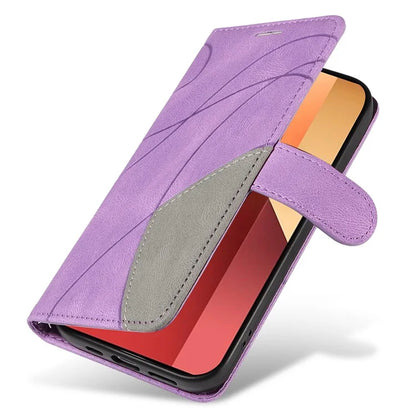 KT Leather Series-1 For Xiaomi Redmi Note 13 Pro 4G / Poco M6 Pro 4G Phone Case Color Splicing Imprinted Lines Shell