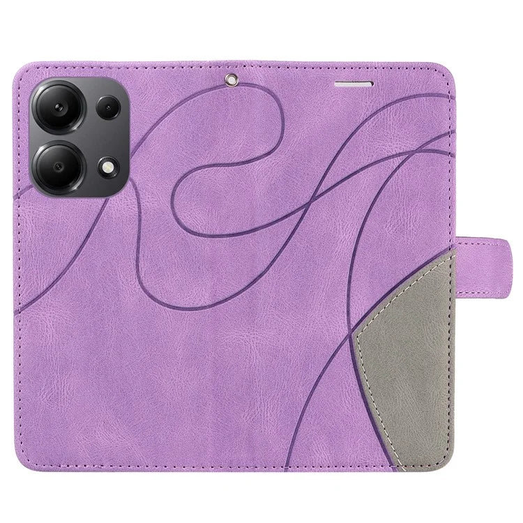KT Leather Series-1 For Xiaomi Redmi Note 13 Pro 4G / Poco M6 Pro 4G Phone Case Color Splicing Imprinted Lines Shell