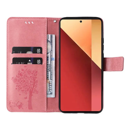 KT Imprinting Flower Series-3 For Xiaomi Redmi Note 13 Pro 4G / Poco M6 Pro 4G Case Cat Tree Pattern Wallet Cover