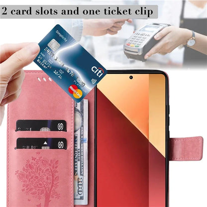 KT Imprinting Flower Series-3 For Xiaomi Redmi Note 13 Pro 4G / Poco M6 Pro 4G Case Cat Tree Pattern Wallet Cover