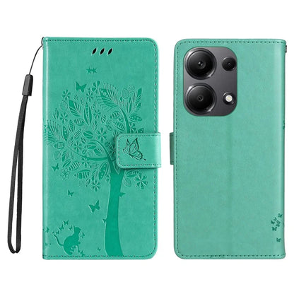 KT Imprinting Flower Series-3 For Xiaomi Redmi Note 13 Pro 4G / Poco M6 Pro 4G Case Cat Tree Pattern Wallet Cover