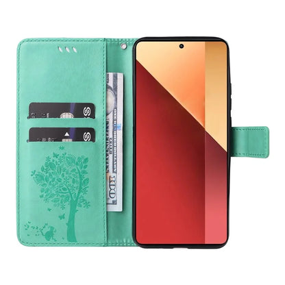 KT Imprinting Flower Series-3 For Xiaomi Redmi Note 13 Pro 4G / Poco M6 Pro 4G Case Cat Tree Pattern Wallet Cover