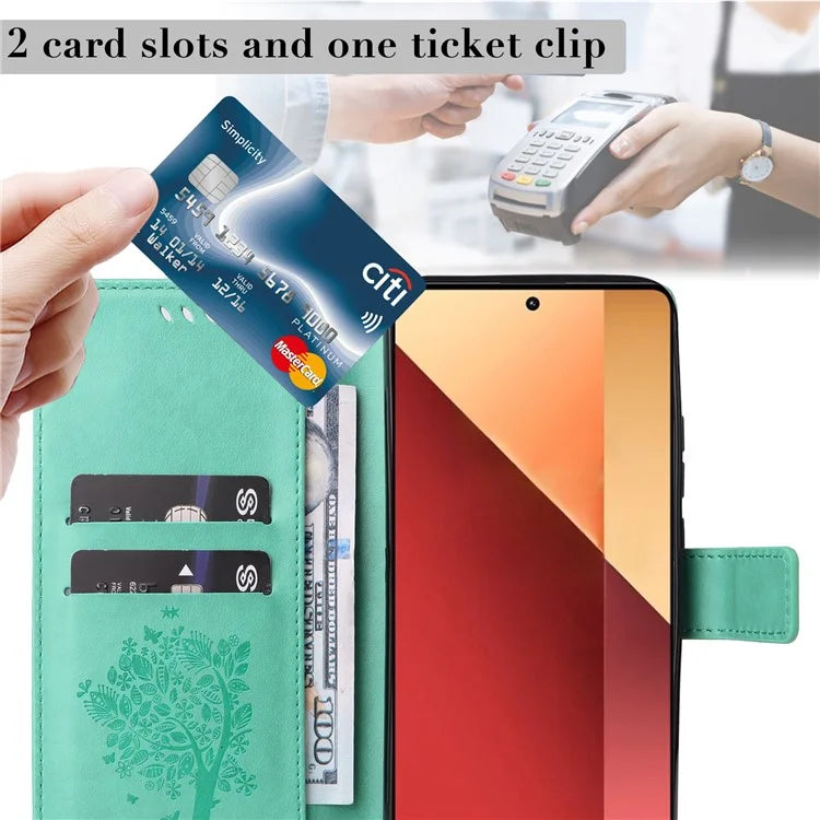KT Imprinting Flower Series-3 For Xiaomi Redmi Note 13 Pro 4G / Poco M6 Pro 4G Case Cat Tree Pattern Wallet Cover