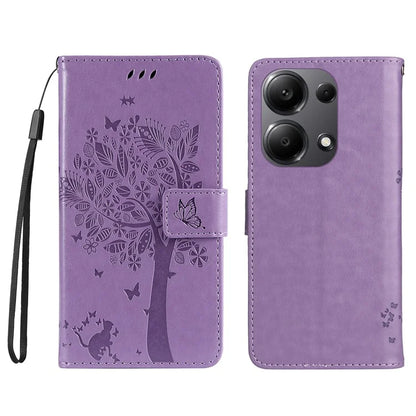 KT Imprinting Flower Series-3 For Xiaomi Redmi Note 13 Pro 4G / Poco M6 Pro 4G Case Cat Tree Pattern Wallet Cover
