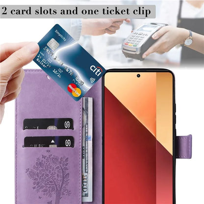 KT Imprinting Flower Series-3 For Xiaomi Redmi Note 13 Pro 4G / Poco M6 Pro 4G Case Cat Tree Pattern Wallet Cover