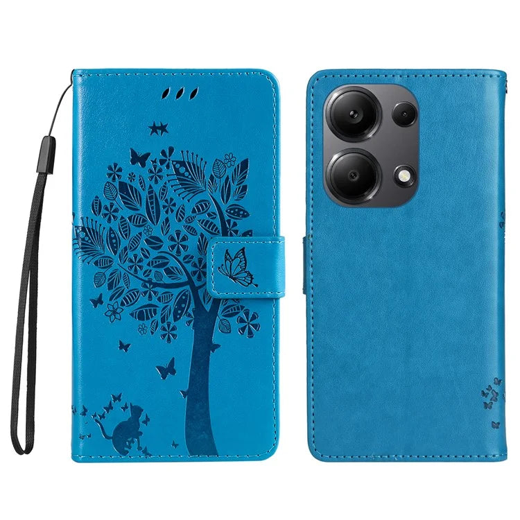 KT Imprinting Flower Series-3 For Xiaomi Redmi Note 13 Pro 4G / Poco M6 Pro 4G Case Cat Tree Pattern Wallet Cover