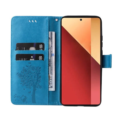 KT Imprinting Flower Series-3 For Xiaomi Redmi Note 13 Pro 4G / Poco M6 Pro 4G Case Cat Tree Pattern Wallet Cover