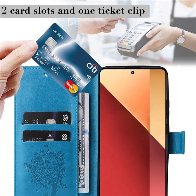 KT Imprinting Flower Series-3 For Xiaomi Redmi Note 13 Pro 4G / Poco M6 Pro 4G Case Cat Tree Pattern Wallet Cover