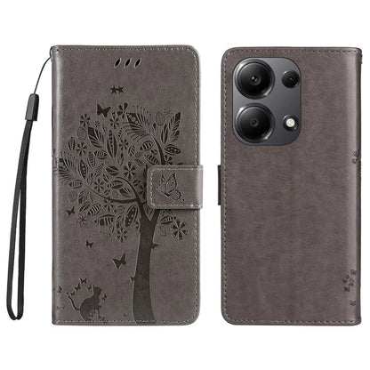 KT Imprinting Flower Series-3 For Xiaomi Redmi Note 13 Pro 4G / Poco M6 Pro 4G Case Cat Tree Pattern Wallet Cover
