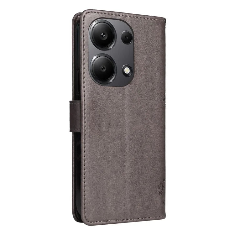 KT Imprinting Flower Series-3 For Xiaomi Redmi Note 13 Pro 4G / Poco M6 Pro 4G Case Cat Tree Pattern Wallet Cover