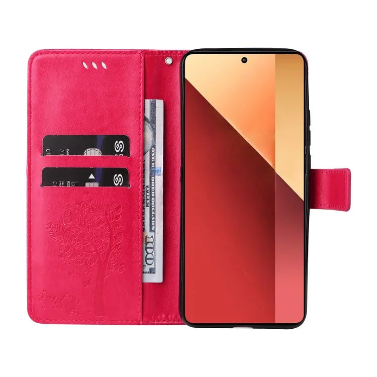 KT Imprinting Flower Series-3 For Xiaomi Redmi Note 13 Pro 4G / Poco M6 Pro 4G Case Cat Tree Pattern Wallet Cover