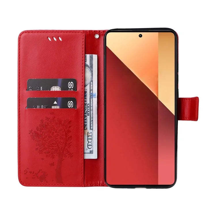 KT Imprinting Flower Series-3 For Xiaomi Redmi Note 13 Pro 4G / Poco M6 Pro 4G Case Cat Tree Pattern Wallet Cover