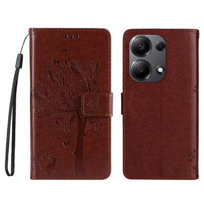 KT Imprinting Flower Series-3 For Xiaomi Redmi Note 13 Pro 4G / Poco M6 Pro 4G Case Cat Tree Pattern Wallet Cover